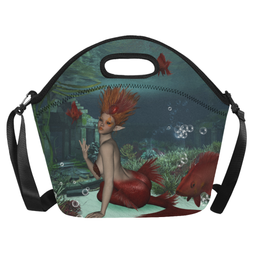 Beautiful mermaid and fantasy fish Neoprene Lunch Bag/Large (Model 1669)