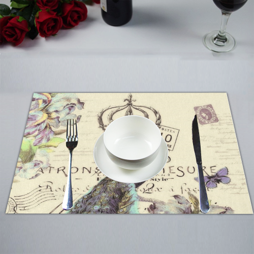 Peacock and crown Placemat 14’’ x 19’’ (Set of 4)