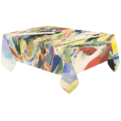 Abstract Geometric Triangles Red Blue Kandinsky Cotton Linen Tablecloth 60"x120"