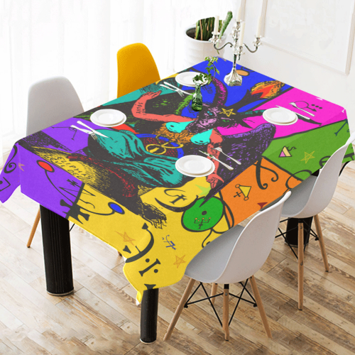 Awesome Baphomet Popart Cotton Linen Tablecloth 52"x 70"