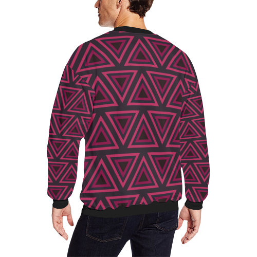 Tribal Ethnic Triangles Men's Oversized Fleece Crew Sweatshirt (Model H18)