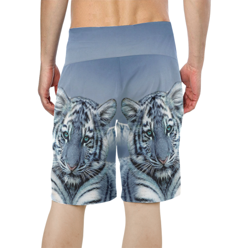 Blue White Tiger Men's All Over Print Board Shorts (Model L16)