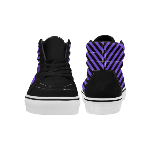 Purple Diagonal Striped Pattern Men's High Top Skateboarding Shoes (Model E001-1)