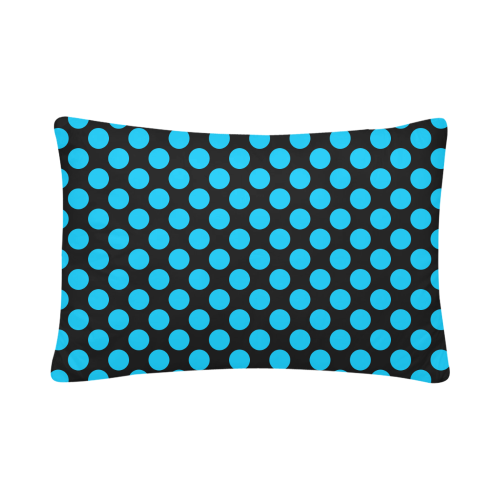 Blue Polka Dots on Black Custom Pillow Case 20"x 30" (One Side) (Set of 2)