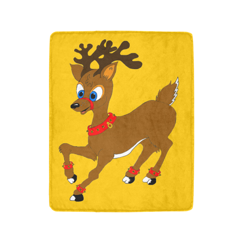 Christmas Reindeer Yellow Ultra-Soft Micro Fleece Blanket 40"x50"