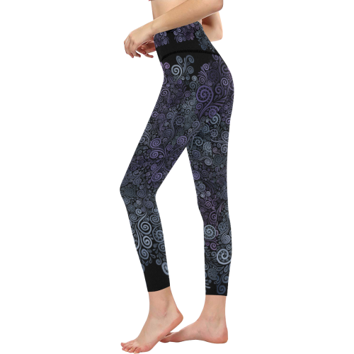 3d Psychedelic Ultra Violet Powder Pastel Women's All Over Print High-Waisted Leggings (Model L36)