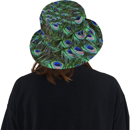Peacock Feathers All Over Print Bucket Hat