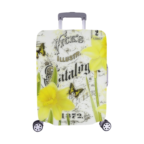 vintage daffodils Luggage Cover/Medium 22"-25"