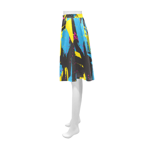 Colorful paint stokes on a black background Athena Women's Short Skirt (Model D15)