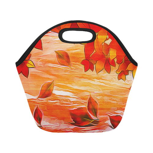 Red Leaves Neoprene Lunch Bag/Small (Model 1669)