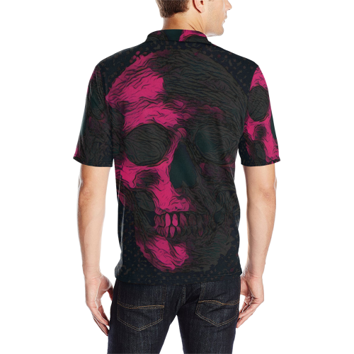 SKULL ABSTRACT LUXURY PINK POLO Men's All Over Print Polo Shirt (Model T55)