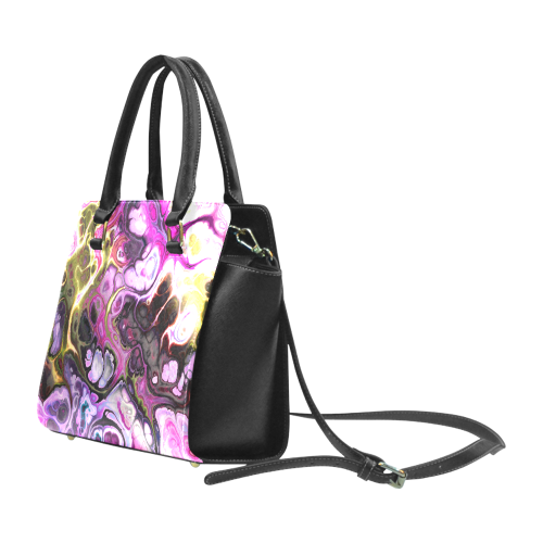 Colorful Marble Design Rivet Shoulder Handbag (Model 1645)