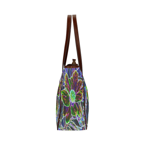 Abstract Garden Peony in Black and Blue Classic Tote Bag (Model 1644)