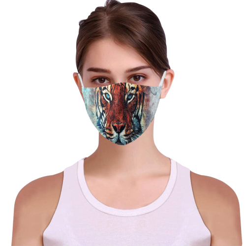 tiger 3D Mouth Mask with Drawstring (Pack of 5) (Model M04)