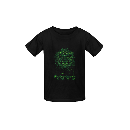 Mandala with Green Tara Mantra Kid's  Classic T-shirt (Model T22)