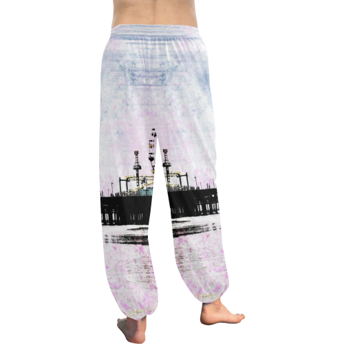 Pink Grunge Santa Monica Pier Women's All Over Print Harem Pants (Model L18)