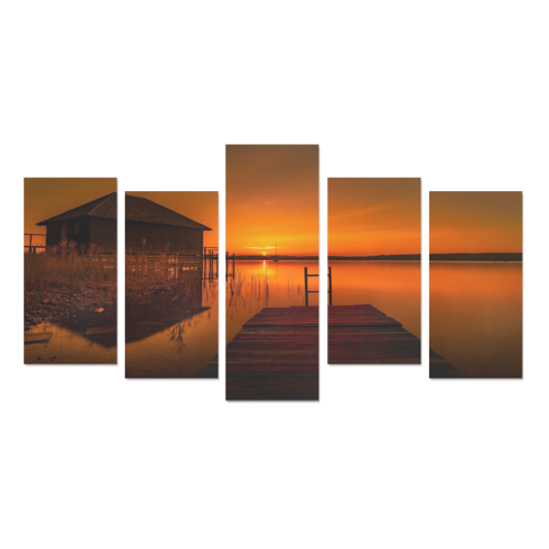 Dockside Sunset Canvas Print Sets E (No Frame)