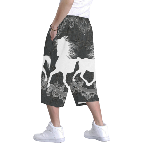 Horse, black and white Men's All Over Print Baggy Shorts (Model L37)