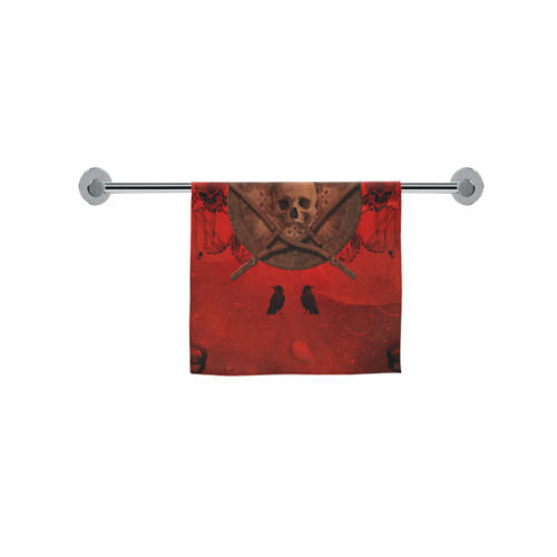 Skulls on red vintage background Custom Towel 16"x28"