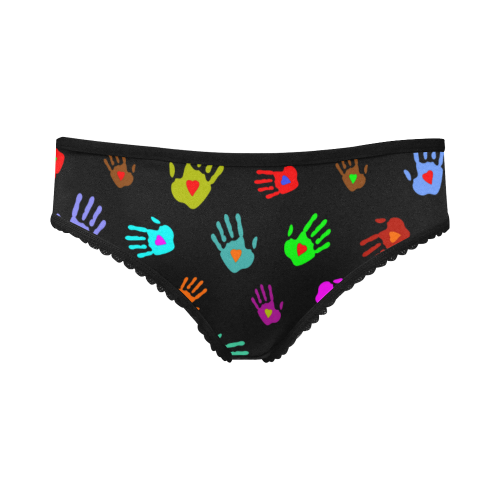 Multicolored HANDS with HEARTS love pattern Women's All Over Print Girl Briefs (Model L14)