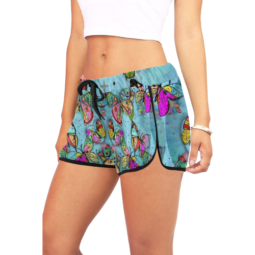 Butterfly Popart by Nico Bielow Women's All Over Print Relaxed Shorts (Model L19)