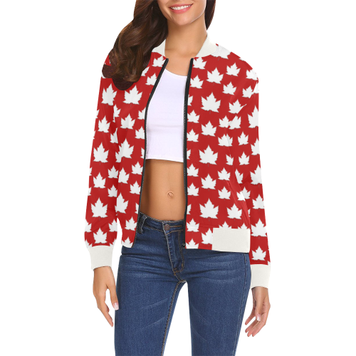 Cute Canada Bomber Jackets All Over Print Bomber Jacket for Women (Model H19)