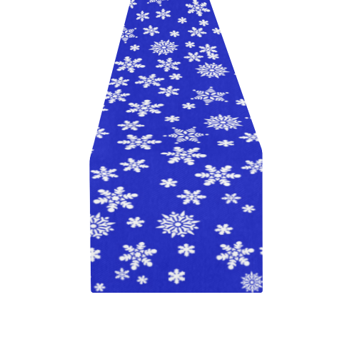 Winter Snowflakes on Dark Blue Table Runner 14x72 inch