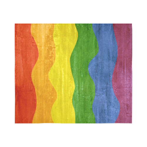 Gay Pride - Rainbow Flag Waves Stripes 3 Cotton Linen Wall Tapestry 60"x 51"