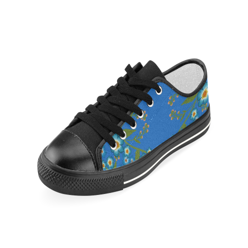 blue floral Women's Classic Canvas Shoes (Model 018)