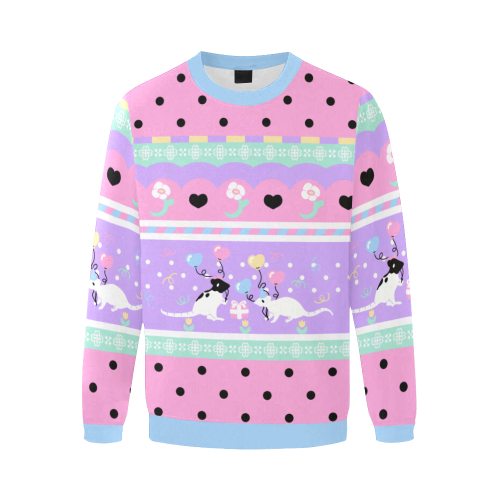 Fancy Rat's Party Sweater Plus Men's Oversized Fleece Crew Sweatshirt/Large Size(Model H18)