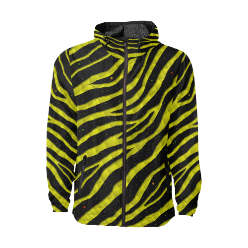 Ripped SpaceTime Stripes - Yellow Unisex All Over Print Windbreaker (Model H23)