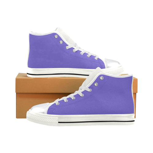color slate blue High Top Canvas Shoes for Kid (Model 017)