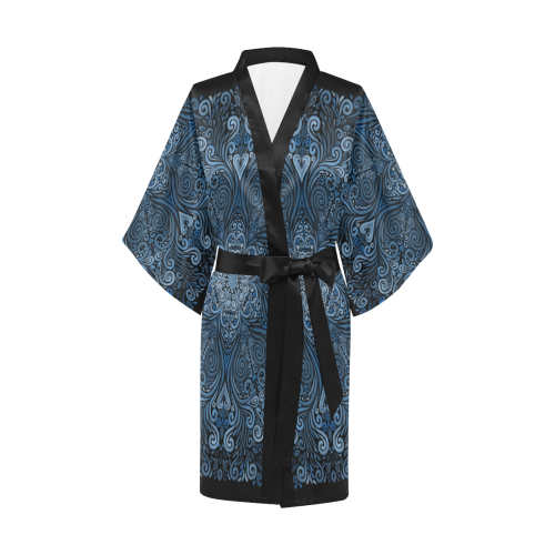 Blue Mandala Ornate Pattern 3D effect Kimono Robe