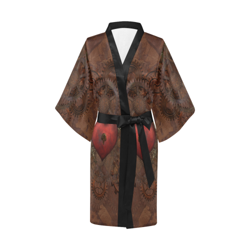 Awesome Steampunk Heart With Wings Kimono Robe