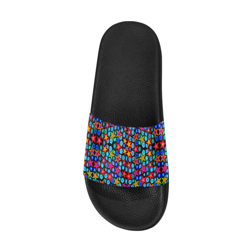 Stars on Black Women's Slide Sandals (Model 057)