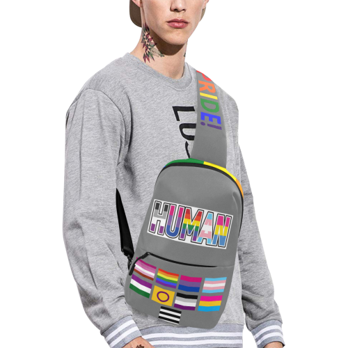LGBTQ Patched Chest Bag Grey Chest Bag (Model 1678)