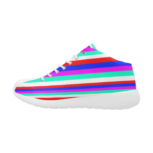 Colored Stripes - Fire Red Royal Blue Pink Mint Wh Women's Basketball Training Shoes/Large Size (Model 47502)