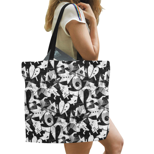 Black and White Pop Art by Nico Bielow All Over Print Canvas Tote Bag/Large (Model 1699)