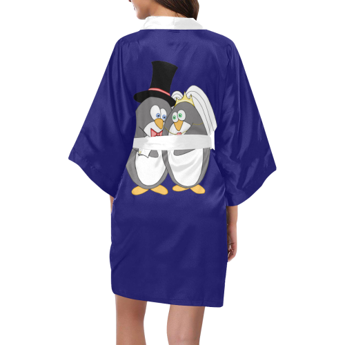 Penguin Wedding Royal Blue/White Kimono Robe