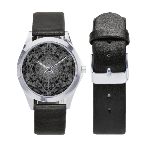 david star mandala 7 Unisex Silver-Tone Round Leather Watch (Model 216)