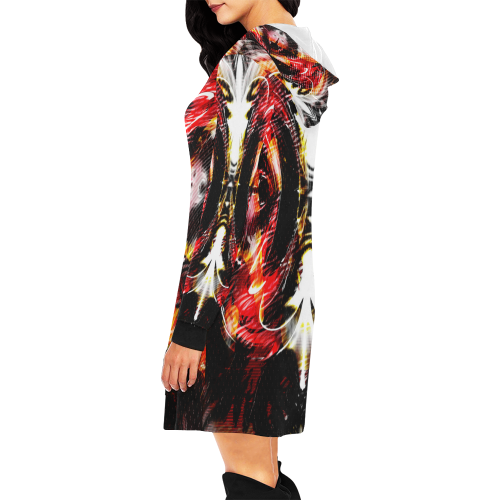 xxsml Red Rave Wild All Over Print Hoodie Mini Dress (Model H27)