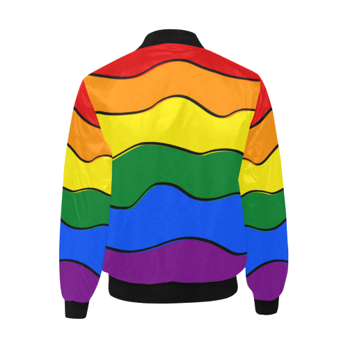 Gay Pride - Rainbow Flag Waves Stripes 1 All Over Print Quilted Bomber Jacket for Men (Model H33)