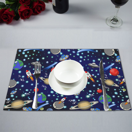 Galaxy Universe - Planets,Stars,Comets,Rockets Placemat 12’’ x 18’’ (Two Pieces)