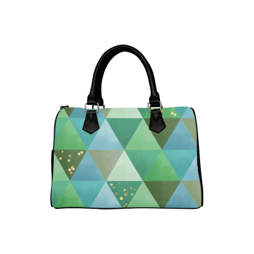 Triangle Pattern - Green Teal Khaki Moss Boston Handbag (Model 1621)