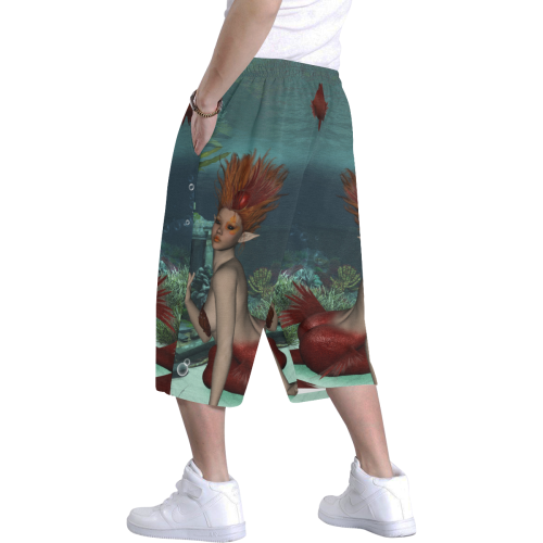 Beautiful mermaid and fantasy fish Men's All Over Print Baggy Shorts (Model L37)