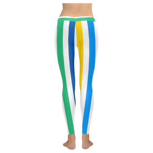 Rainbow Stripes with White Women's Low Rise Leggings (Invisible Stitch) (Model L05)