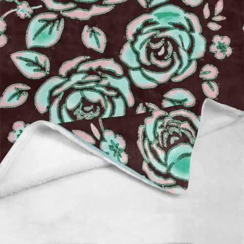 Retro Roses Mint Chocolate Ultra-Soft Micro Fleece Blanket 40"x50"
