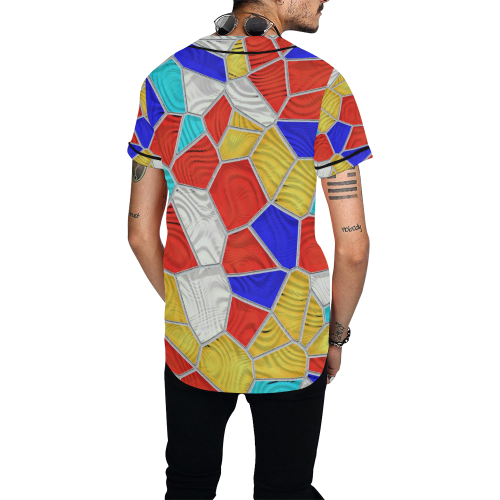 Mosaic Linda 4B by JamColors All Over Print Baseball Jersey for Men (Model T50)