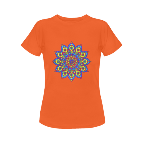 Brilliant Star Mandala Orange Women's T-Shirt in USA Size (Front Printing Only)