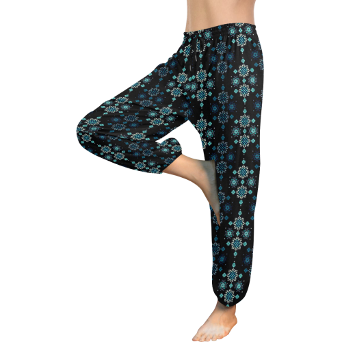Green on black -  pattern with atmosphere Women's All Over Print Harem Pants (Model L18)